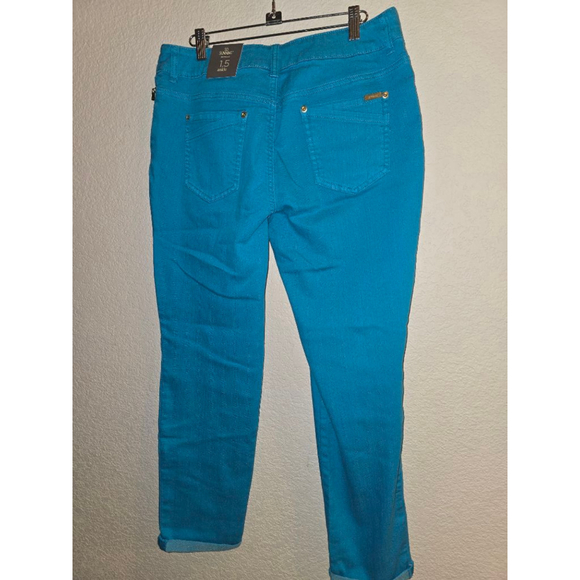 Chico's Teal Ankle & Cropped Jeans with Gold Zippers - Picture 13 of 16